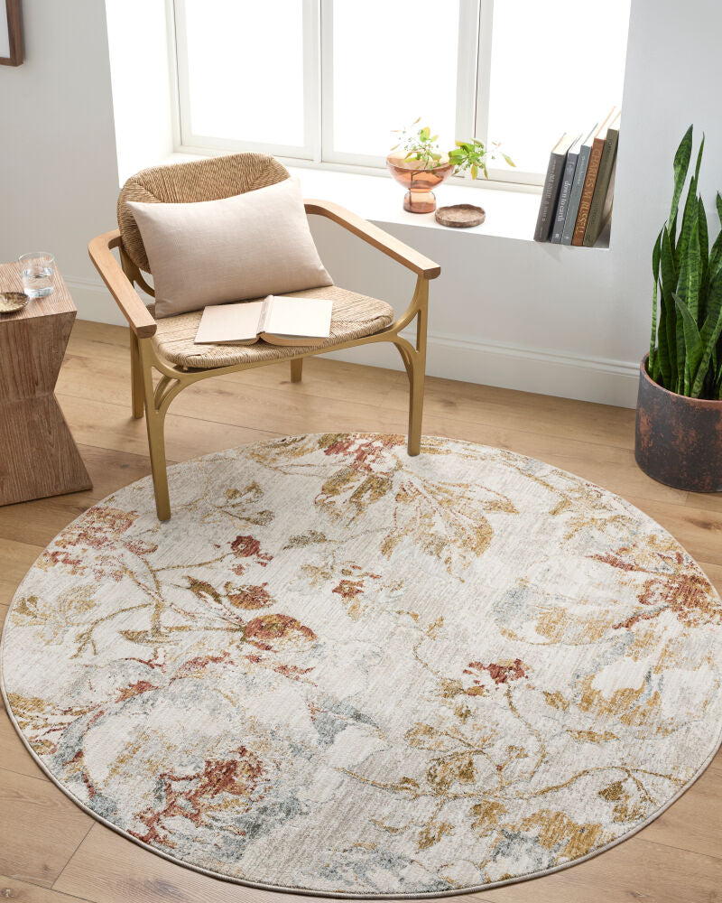 Roseanne Light Blue/Rust Machine Woven Rug RSE-2302 - roomscene