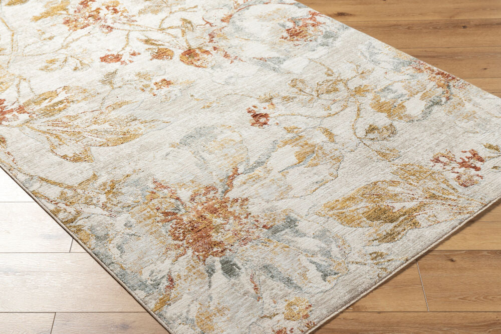 Roseanne Light Blue/Rust Machine Woven Rug RSE-2302 - corner