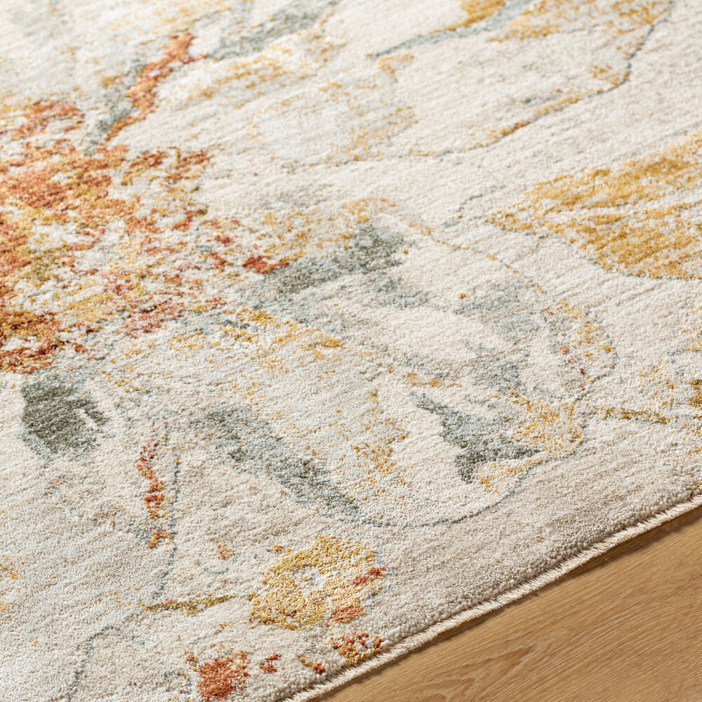 Roseanne Light Blue/Rust Machine Woven Rug RSE-2302 - texture