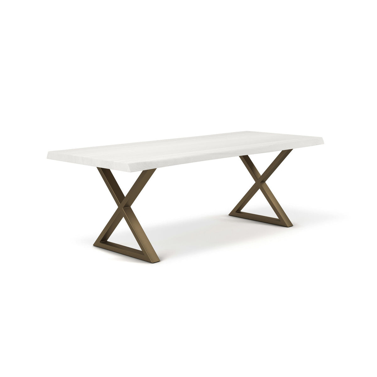 Brooks - Dining Table - X Base - 40" x 92" - White Wash Top - Brass Base