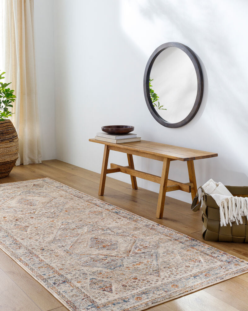Arya Beige/Olive Machine Woven Rug - roomscene