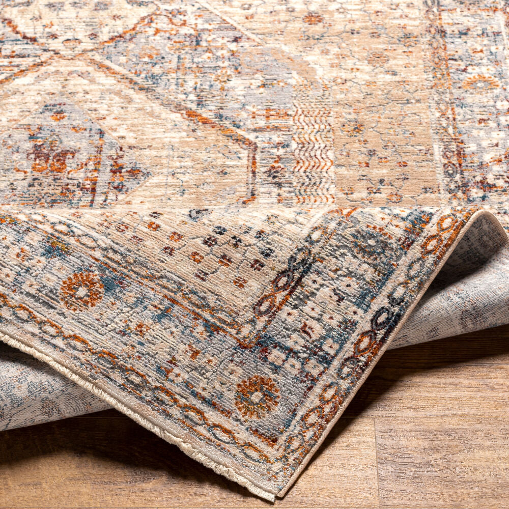 Arya Beige/Olive Machine Woven Rug - fold