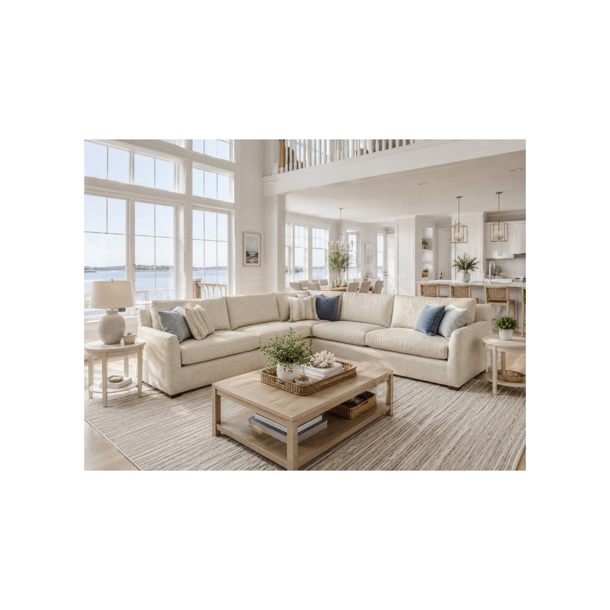 Sanibel Sectional in Crace Tan Oxford (Performance Fabric) by Spectra Home Furniture - lifestyle room image
