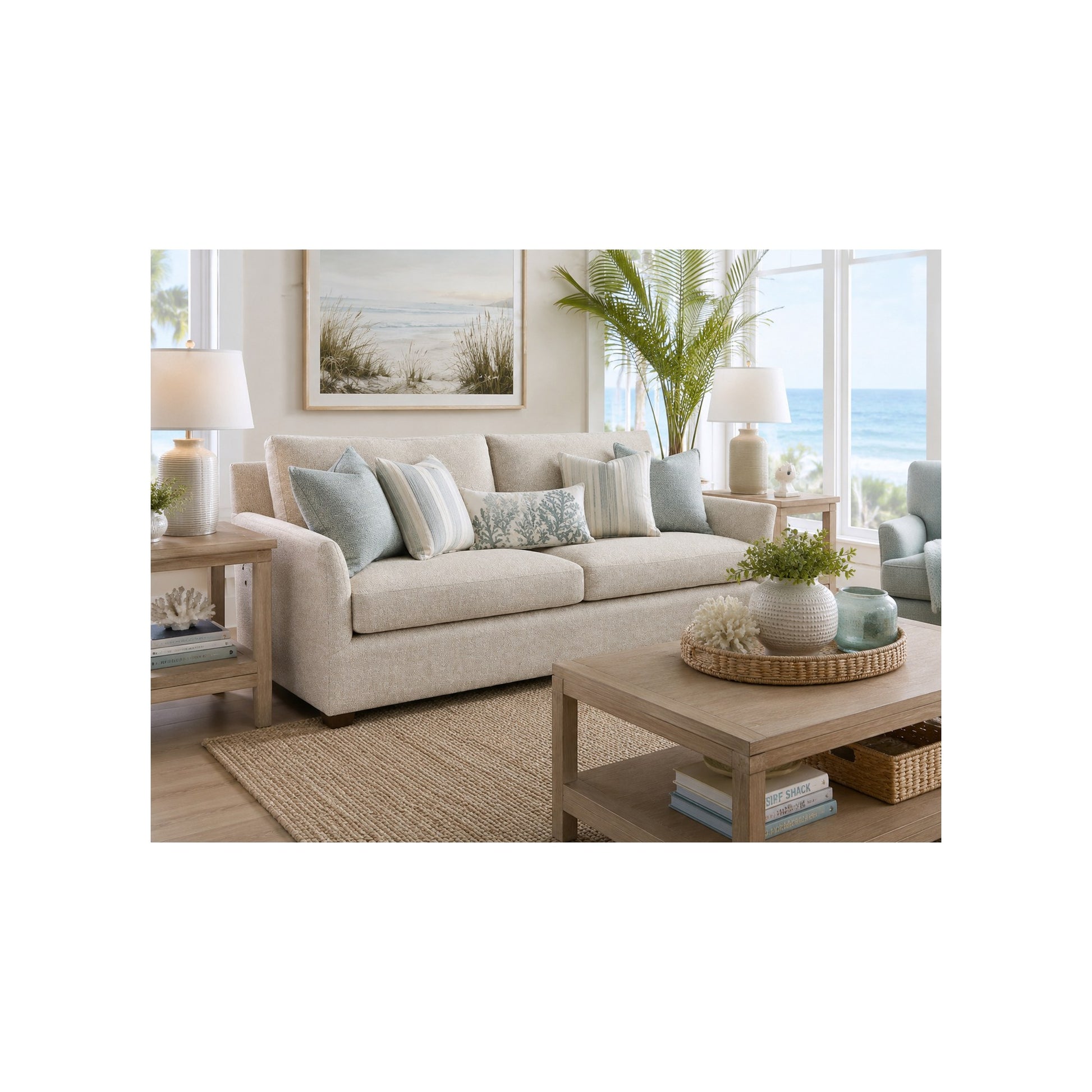 Sanibel Sofa in Crace Tan Oxford (Performance Fabric) by Spectra Home Furniture - lifestyle room image
