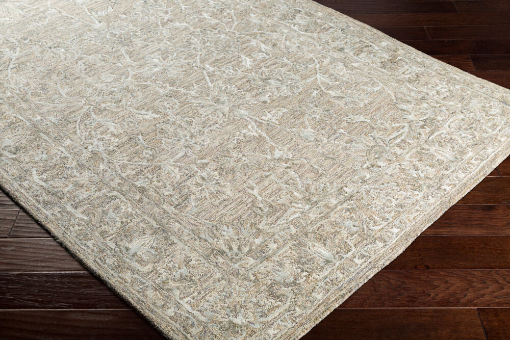 Shelby Charcoal/Seafoam Handmade Rug - corner