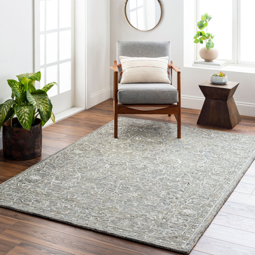 Shelby Denim/Taupe Handmade Rug - roomscene