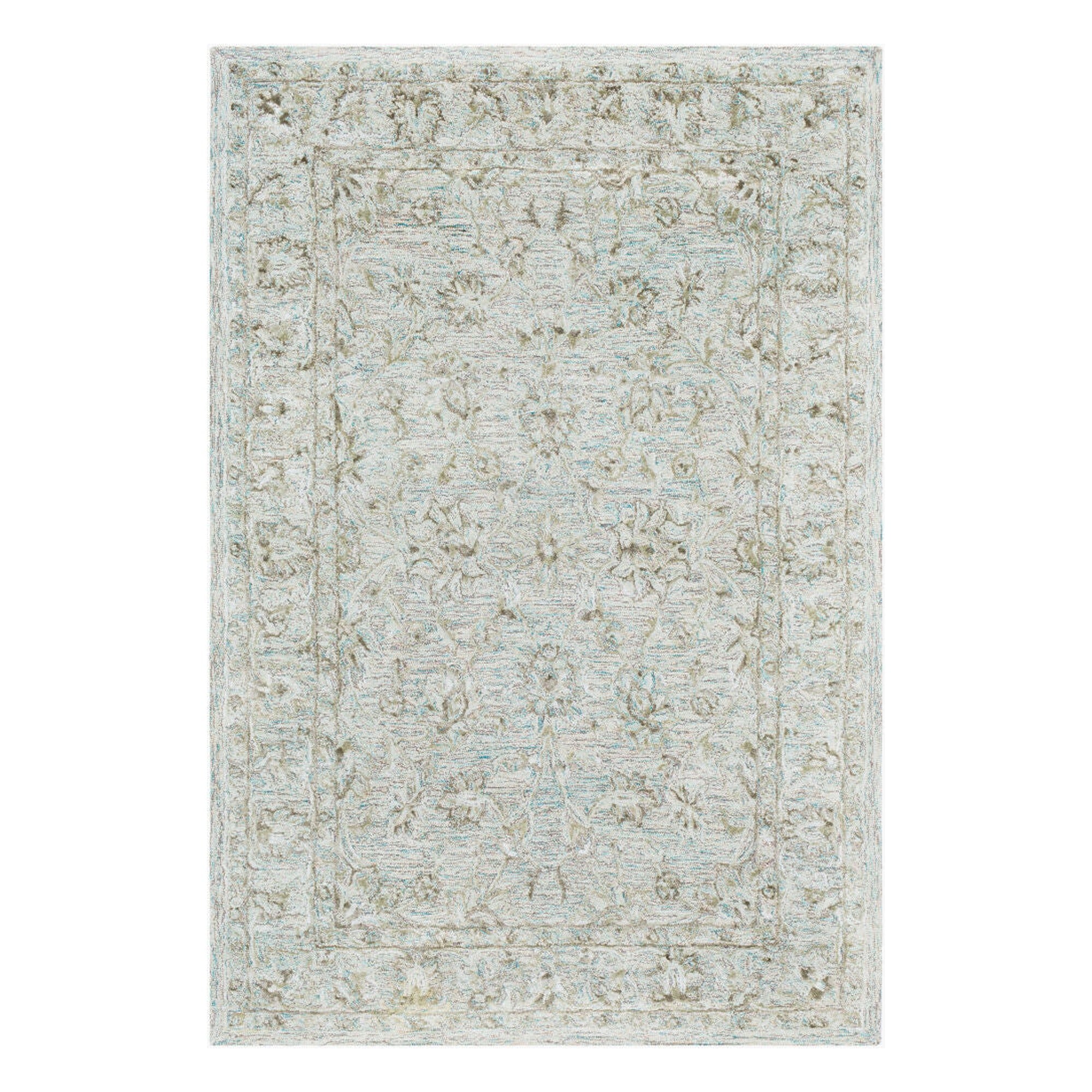 Shelby Aqua/Olive Handmade Rug - 2' x 3'