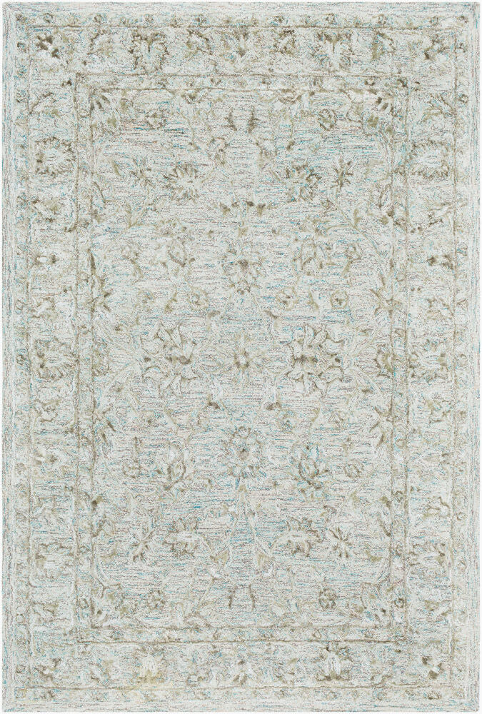 Shelby Aqua/Olive Handmade Rug - 2' x 3'
