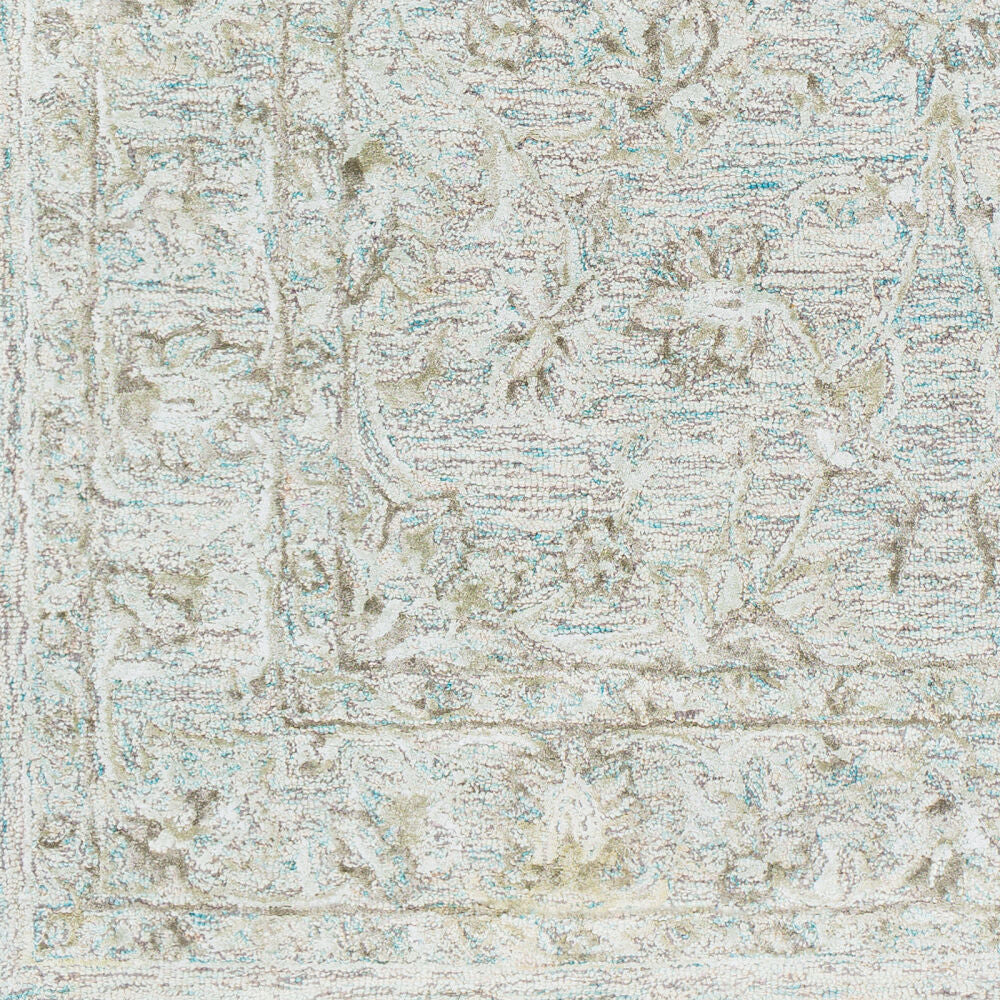 Shelby Aqua/Olive Handmade Rug - swatch