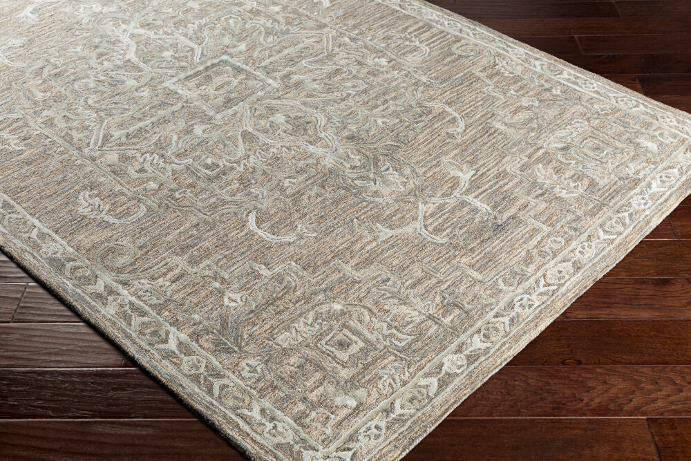 Shelby Light Sage/Sky Blue Handmade Rug - corner