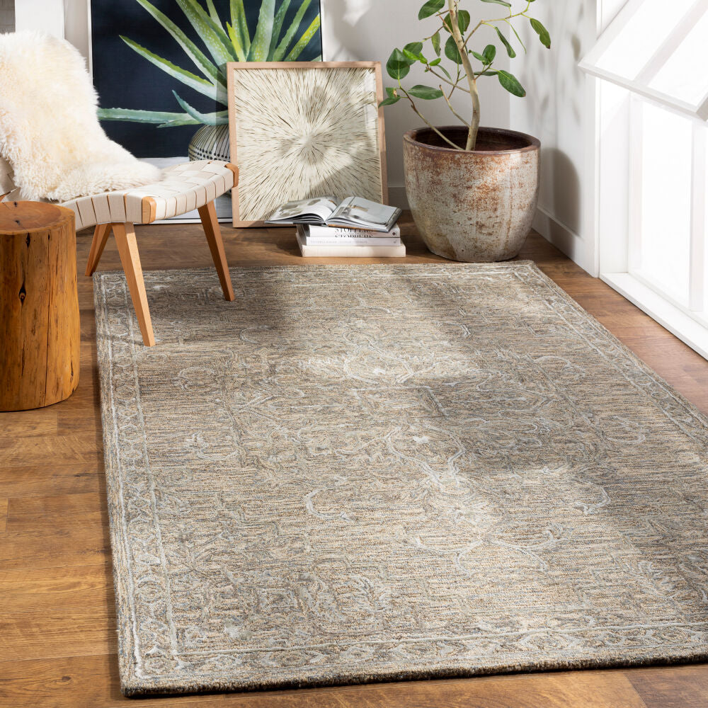 Shelby Light Sage/Sky Blue Handmade Rug - roomscene