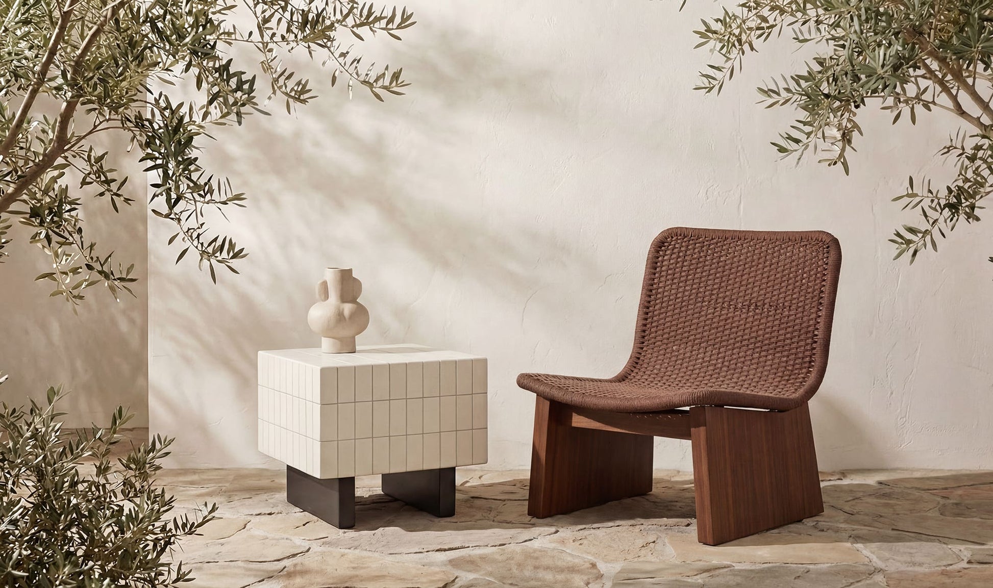 Farren Outdoor Side Table Cream by Moe's Home Collection - view 4