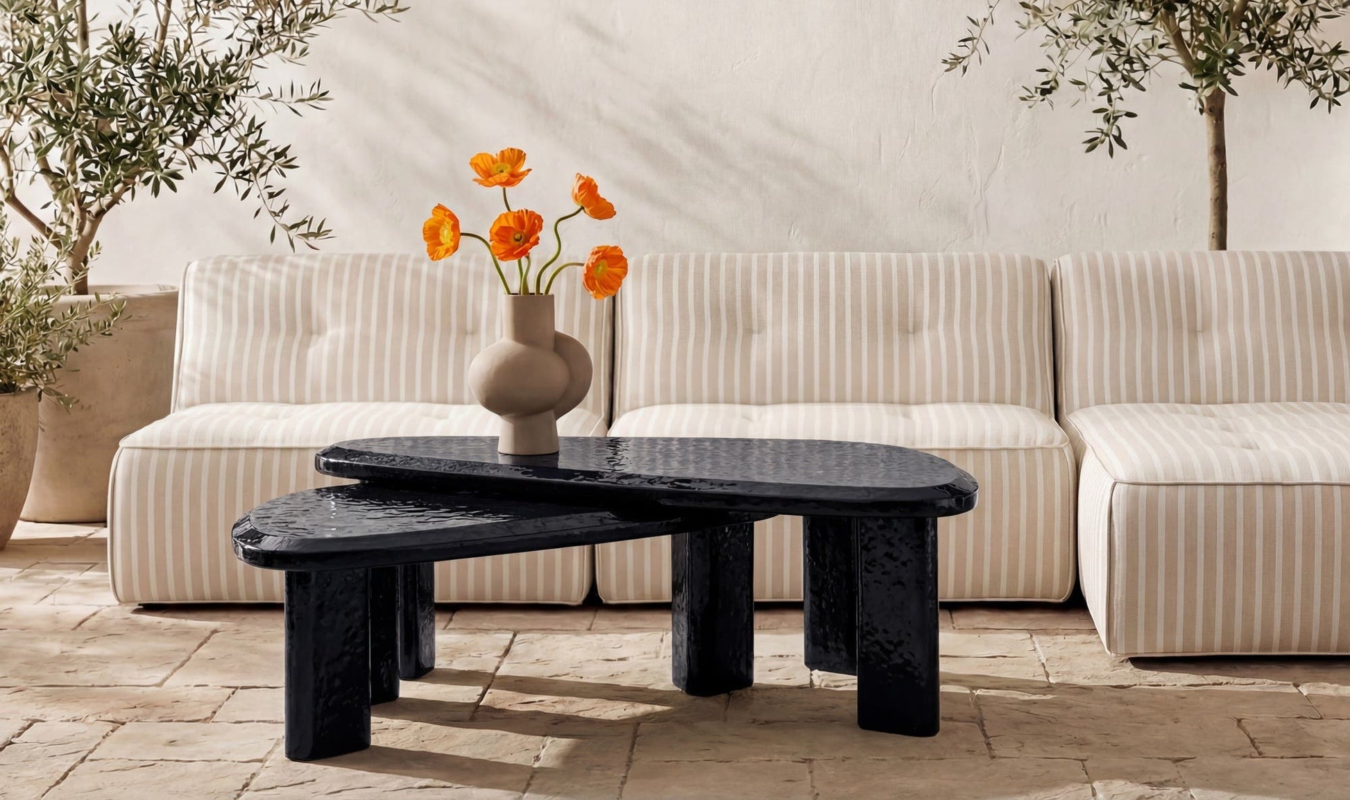 Sophie Outdoor Nesting Table Set Charcoal Lacquer by Moe's Home Collection - view 4