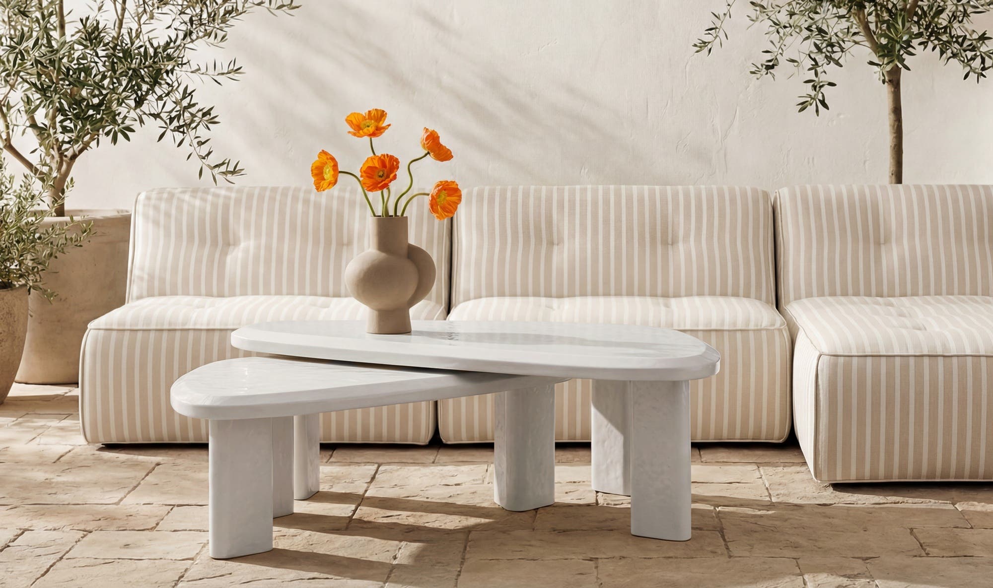 Sophie Outdoor Nesting Table Set Cream Lacquer by Moe's Home Collection - view 4