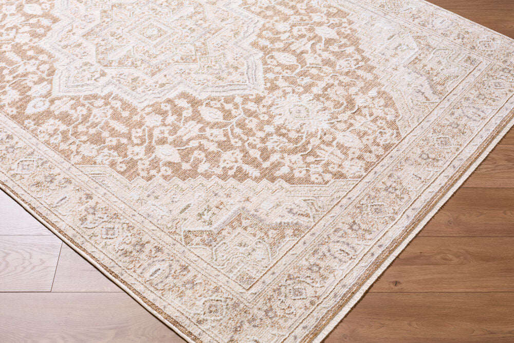Seclusion Cream/Tan Machine Woven Rug SCN-2307 - corner