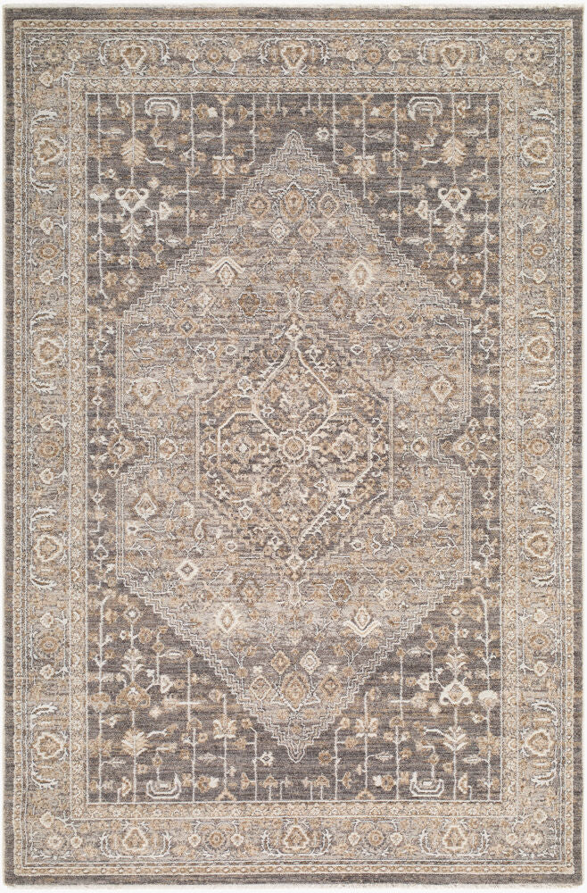 Seclusion Charcoal/Off-White Machine Woven Rug - 5' x 7'5"