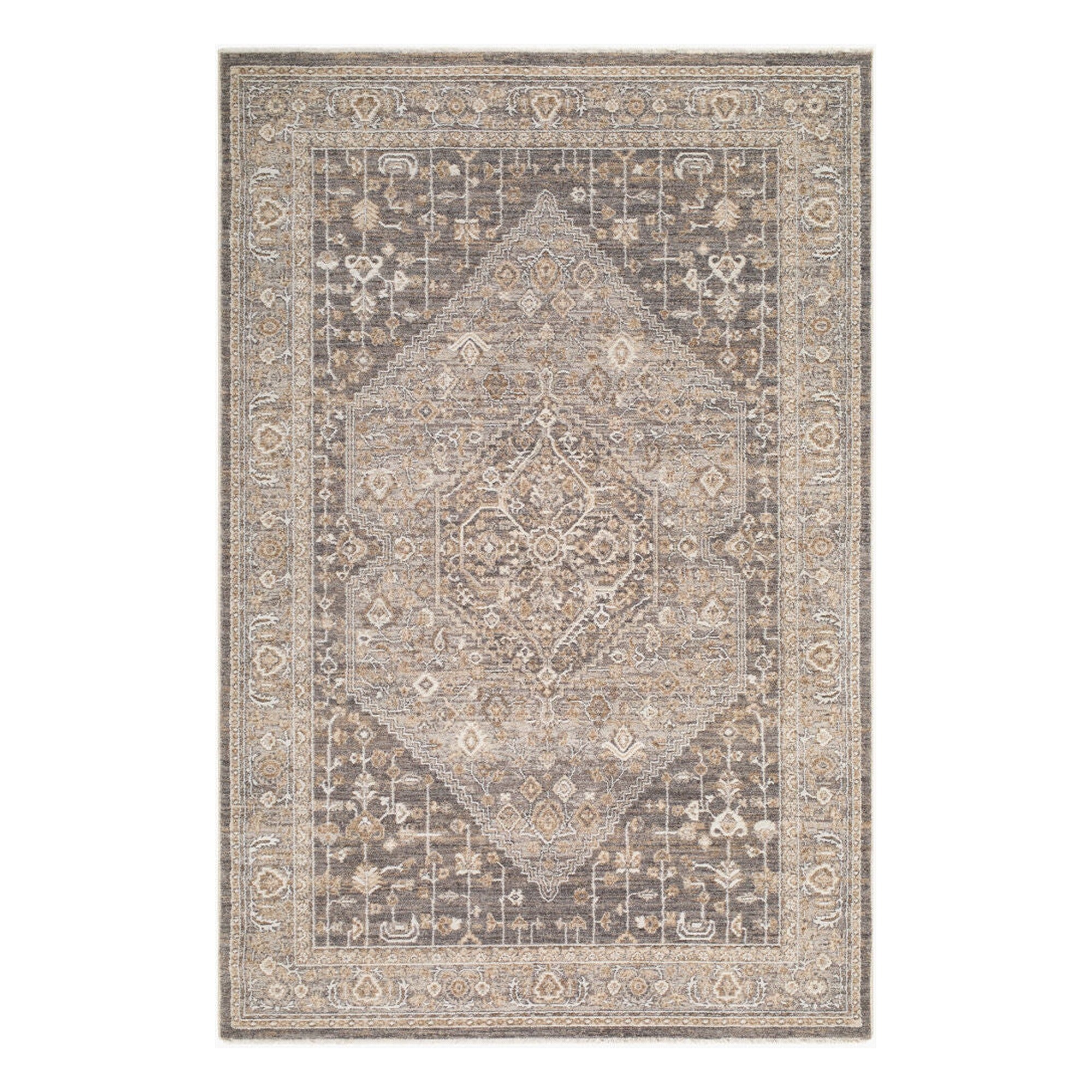 Seclusion Charcoal/Off-White Machine Woven Rug - 5' x 7'5"