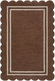 Scalloped Dark Brown/Taupe Handmade Rug - 10' x 14'