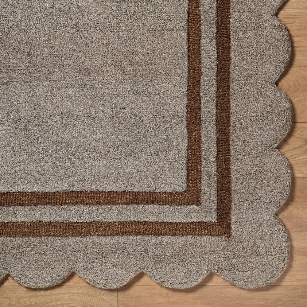 Scalloped Handmade Rug SCP-2303 - overhead
