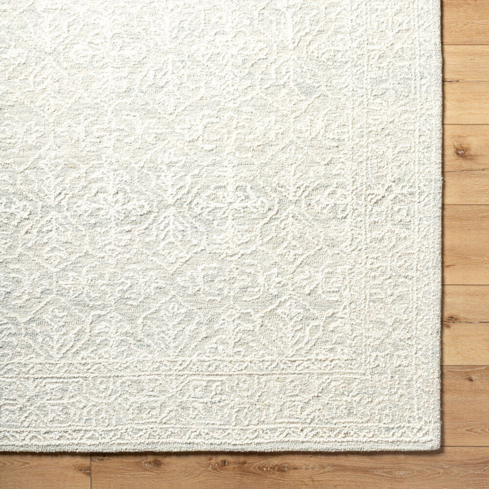 Sicily Seafoam/White Handmade Rug - overhead