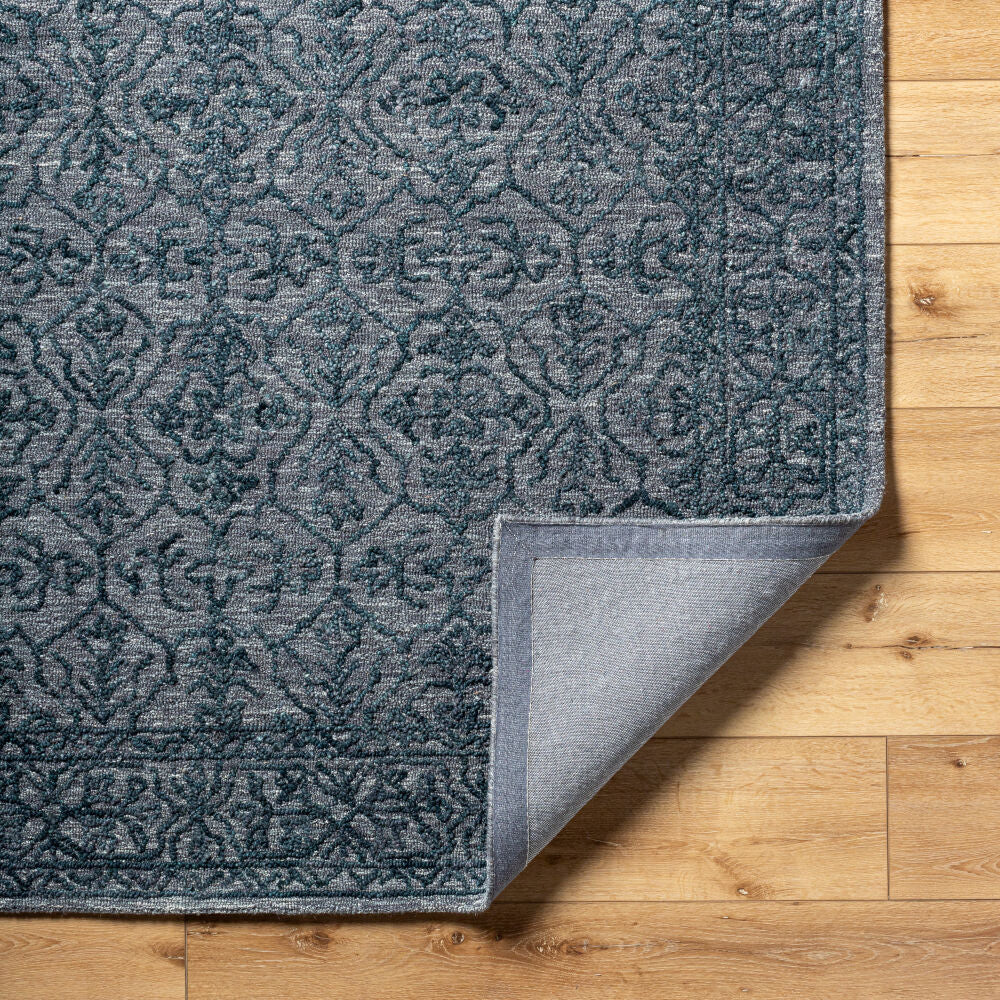 Sicily Charcoal/Deep Teal Handmade Rug - fold