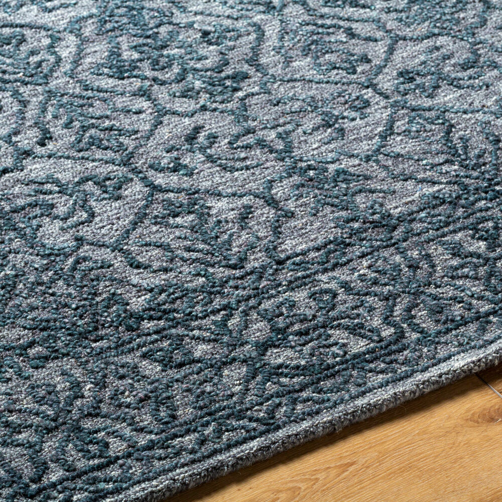 Sicily Charcoal/Deep Teal Handmade Rug - texture