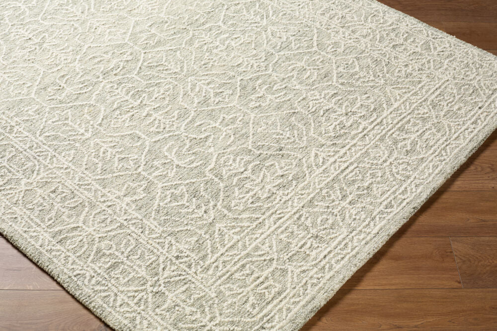 Sicily Medium Gray/White Handmade Rug - corner