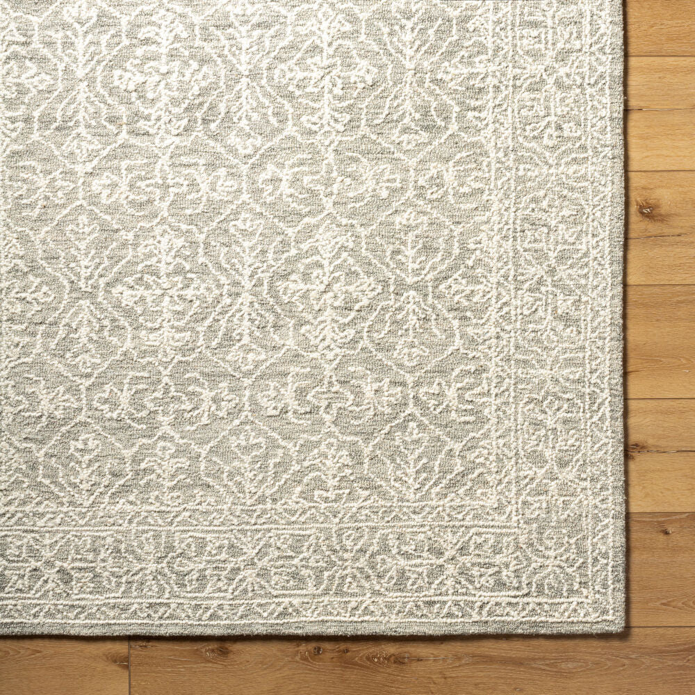 Sicily Medium Gray/White Handmade Rug - overhead