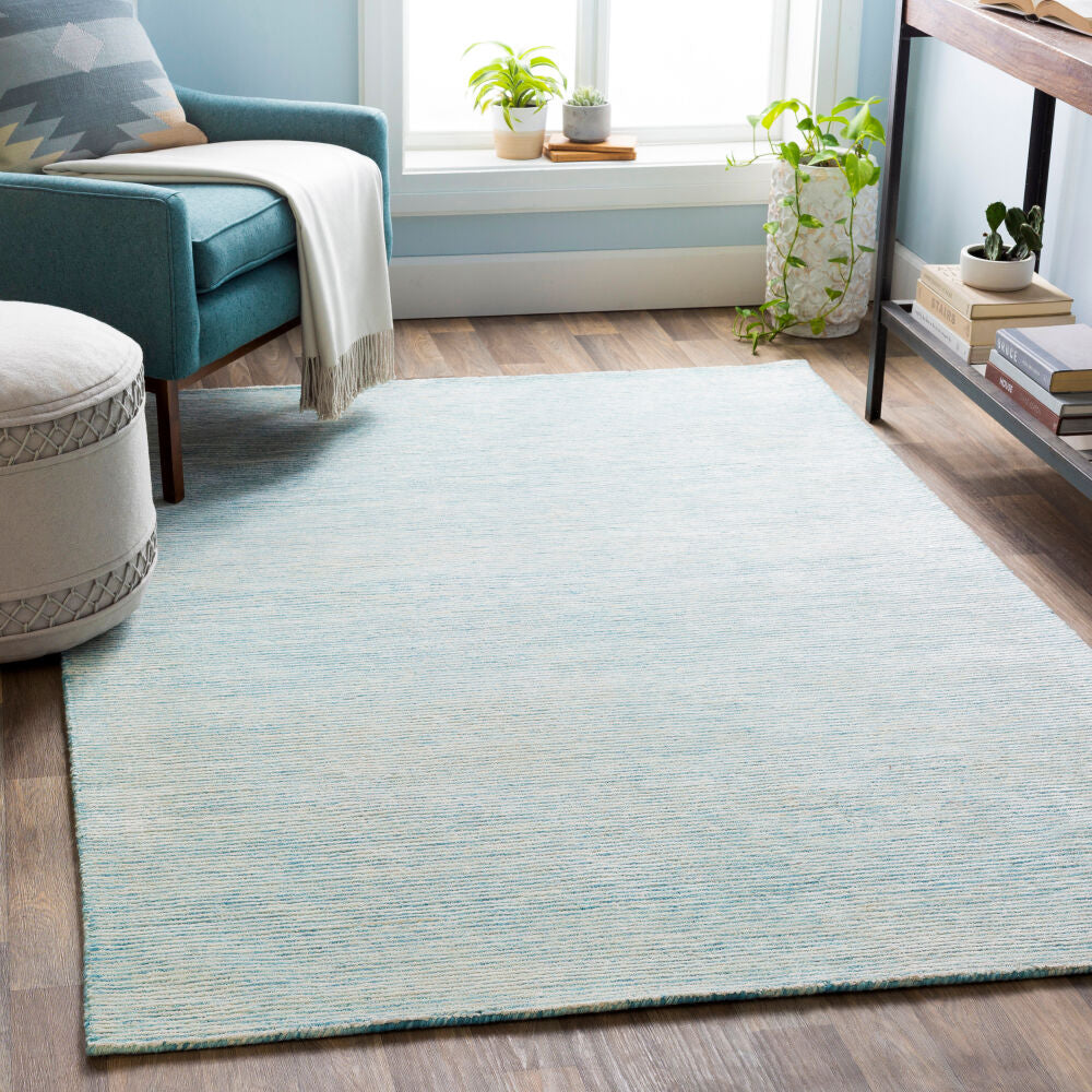 Strada Aqua/Ice Blue Handmade Rug - roomscene