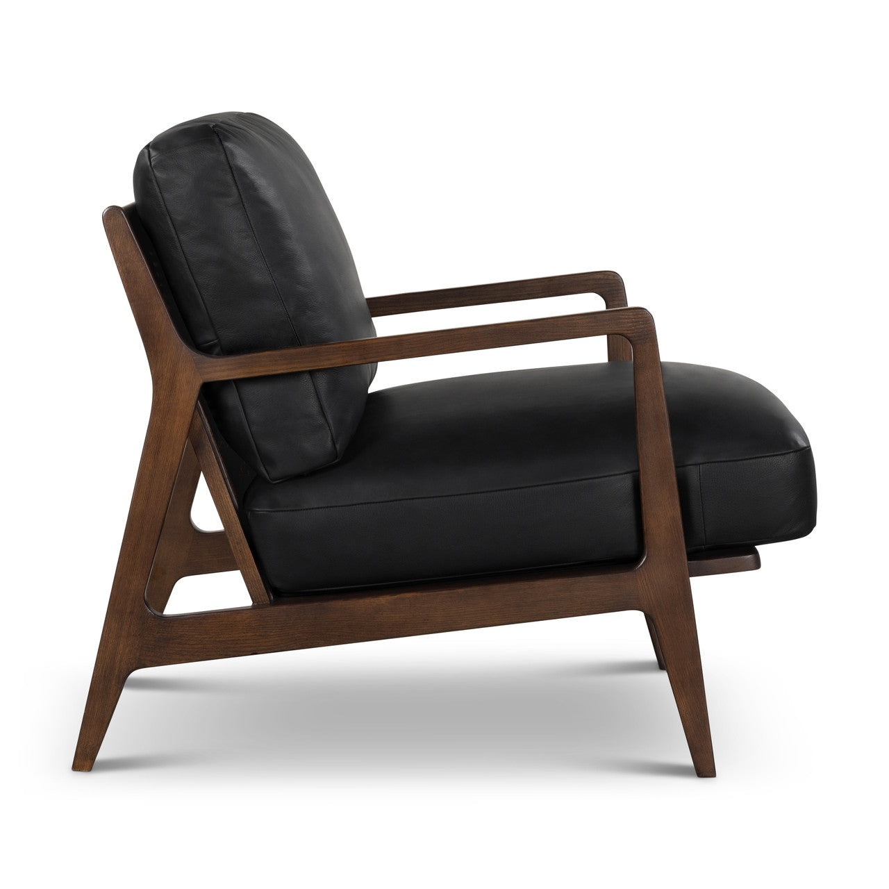 Metro - Carmelo Genuine Leather Accent Chair - Walnut/Black Genuine Leather