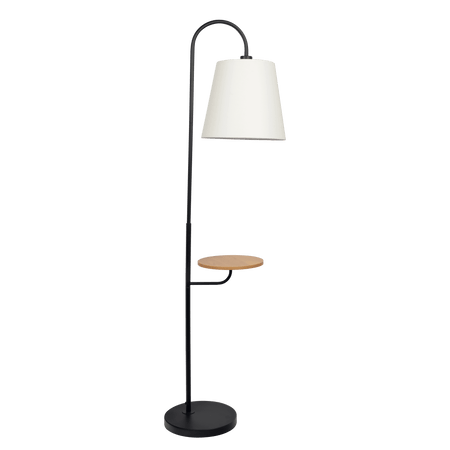 Seoul Black Floor Lamp with Rotary Switch Wood Table Metal Base - 11"