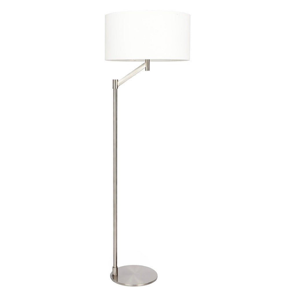 Serene Floor Lamp | Brushed Nickel and White Linen Shade