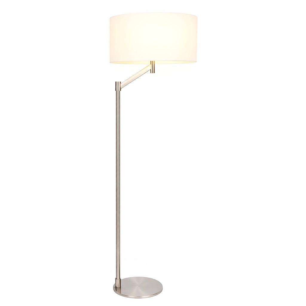 Serene Floor Lamp | Brushed Nickel and White Linen Shade