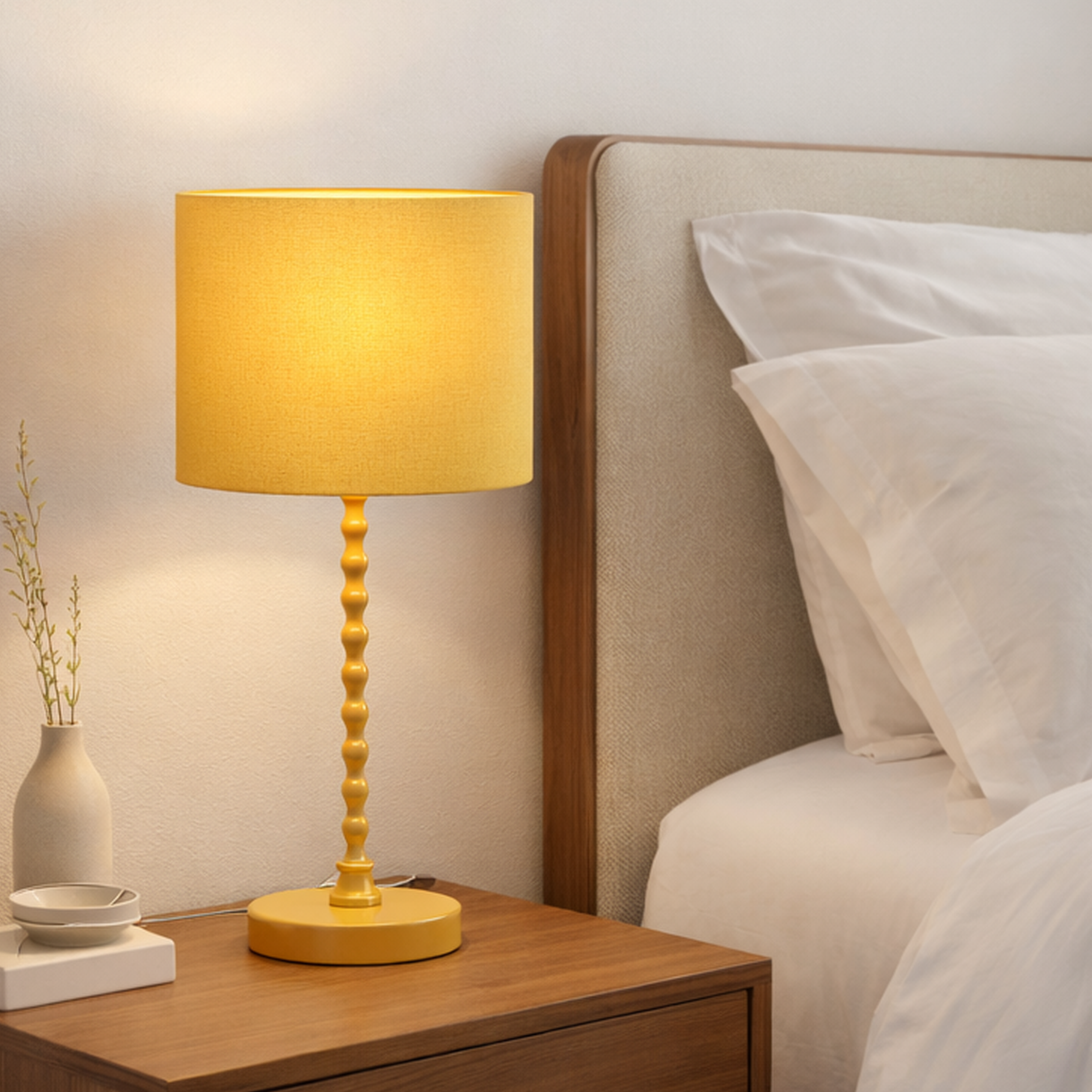 Sereno Table Lamp | Ochre Shade and Gold Twisted Design