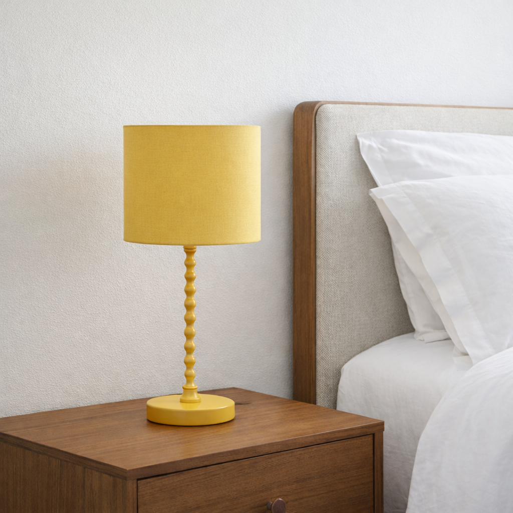 Sereno Table Lamp | Ochre Shade and Gold Twisted Design