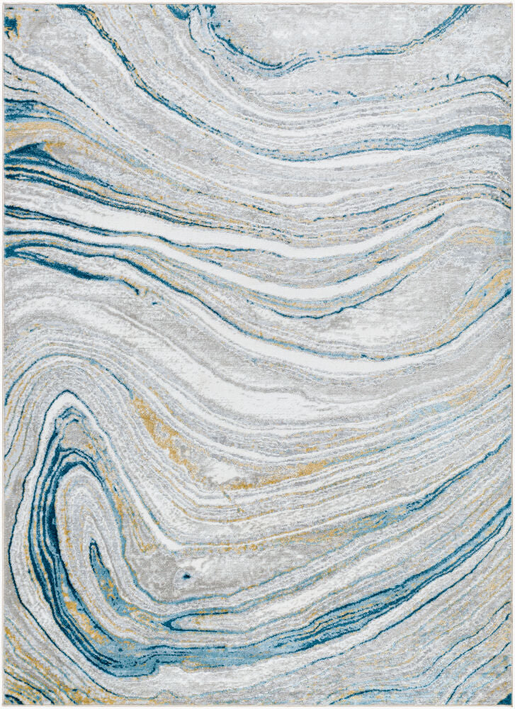 San Francisco Blue/Tan Machine Woven Rug SFO-2303 - 5'3" x 7'