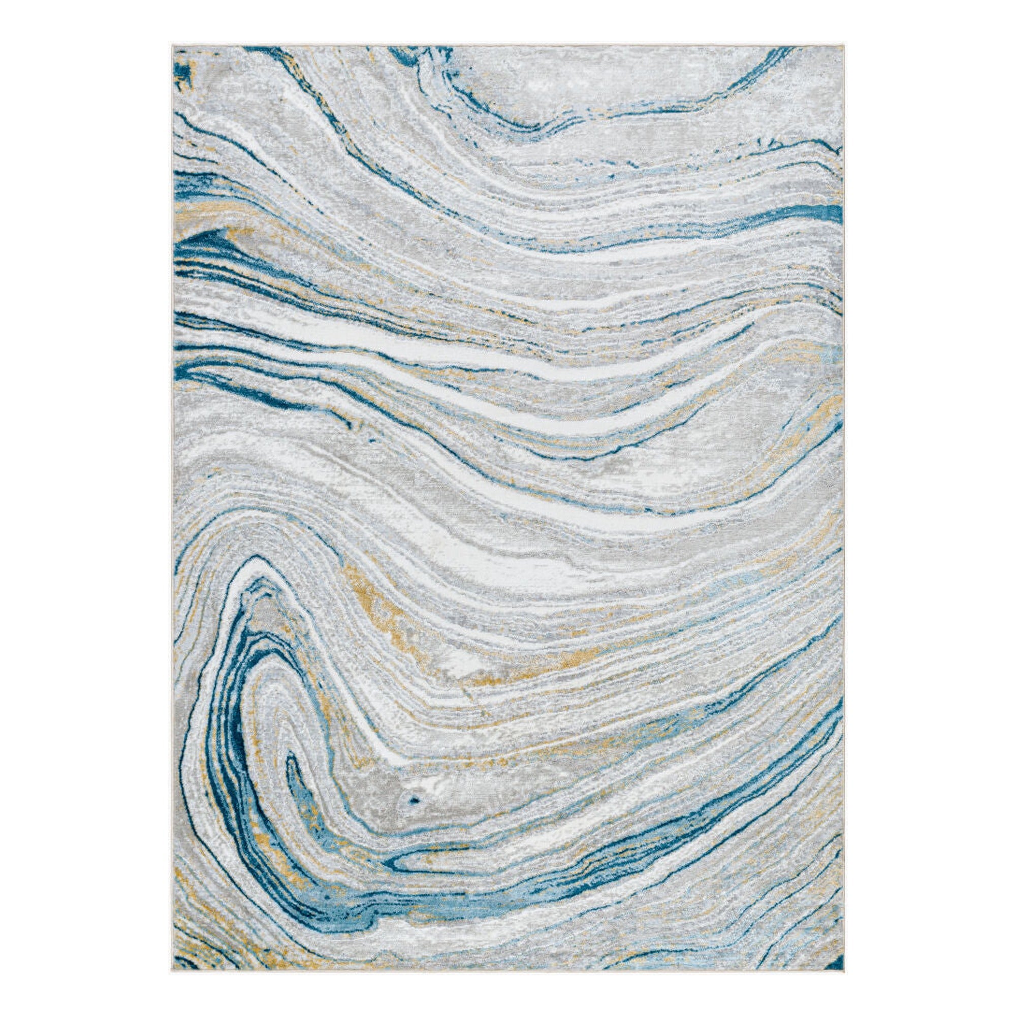 San Francisco Blue/Tan Machine Woven Rug SFO-2303 - 5'3" x 7'