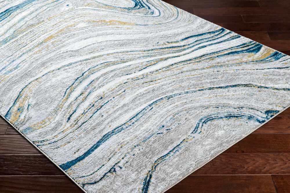 San Francisco Blue/Tan Machine Woven Rug SFO-2303 - corner