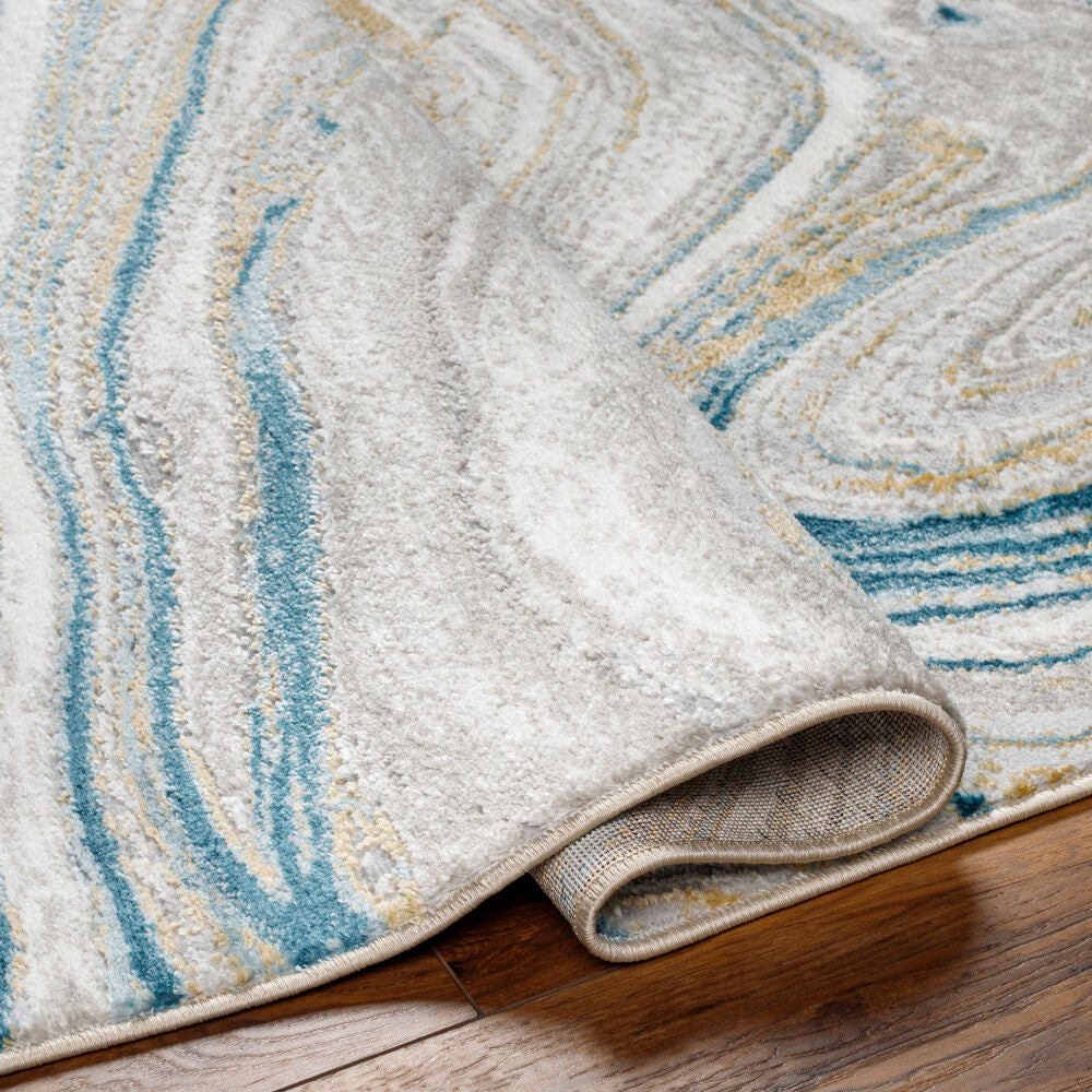 San Francisco Blue/Tan Machine Woven Rug SFO-2303 - fold