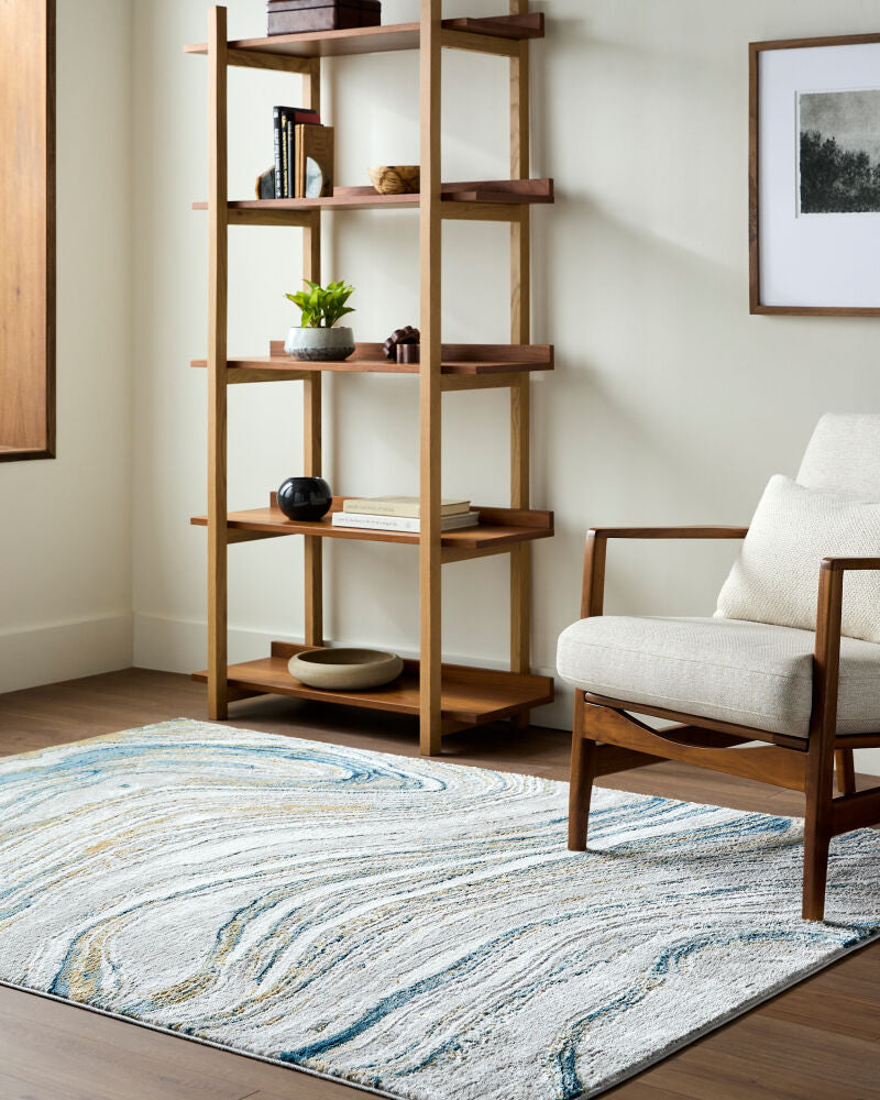 San Francisco Blue/Tan Machine Woven Rug SFO-2303 - roomscene