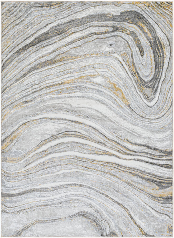 San Francisco Charcoal/Tan Machine Woven Rug - 5'3" x 7'