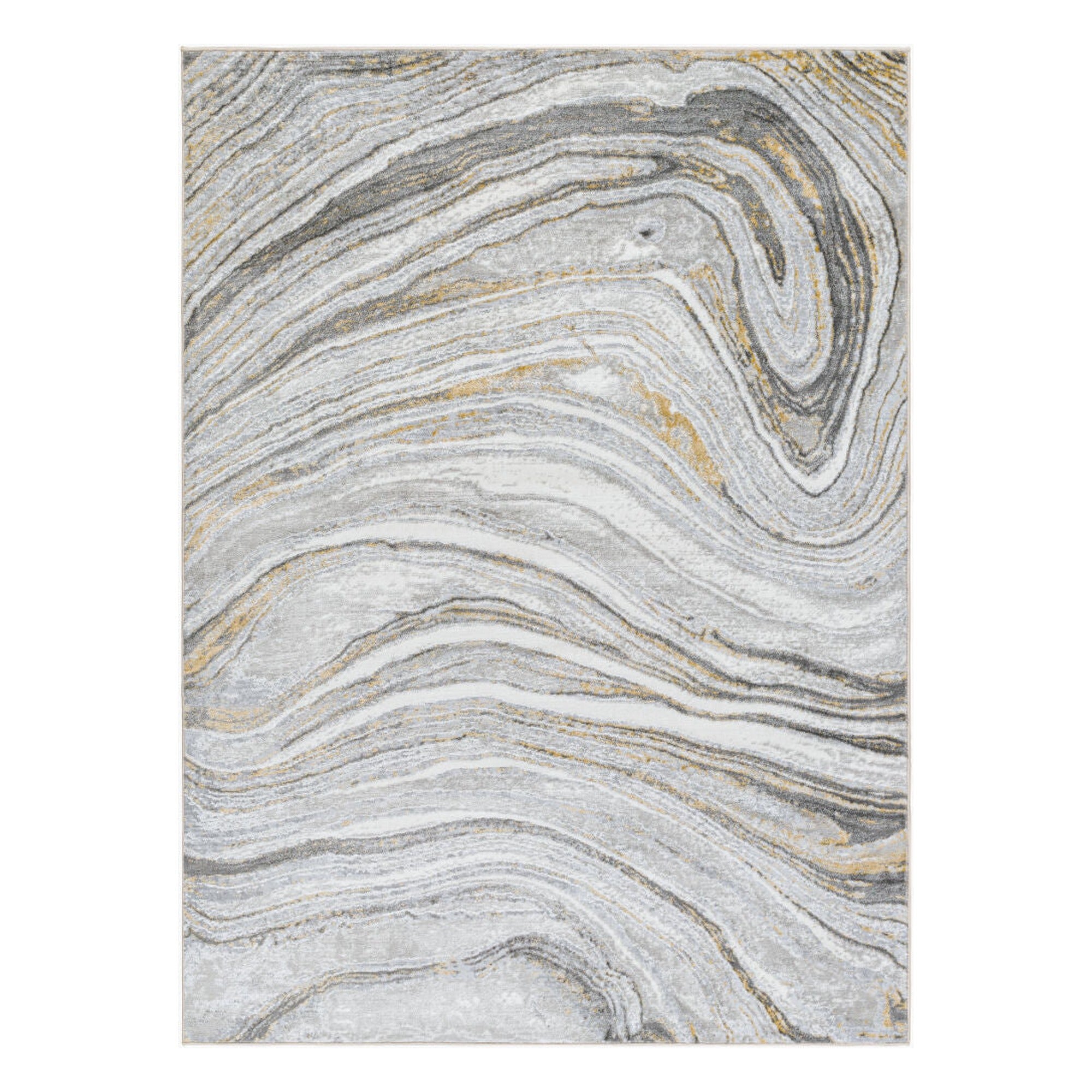 San Francisco Charcoal/Tan Machine Woven Rug - 5'3" x 7'