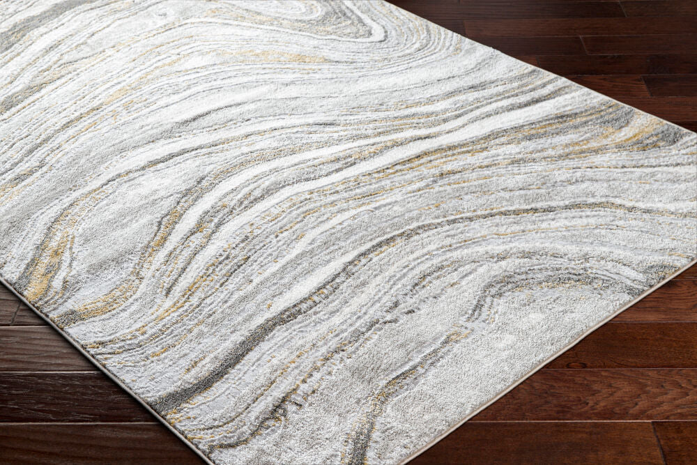 San Francisco Charcoal/Tan Machine Woven Rug - corner