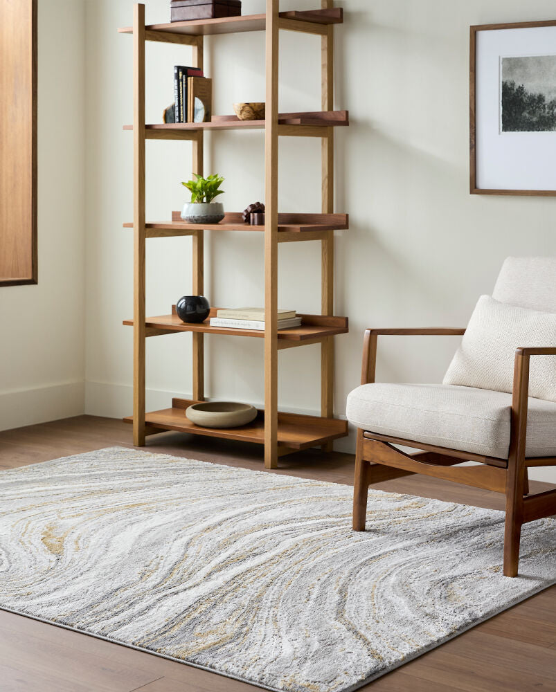 San Francisco Charcoal/Tan Machine Woven Rug - roomscene