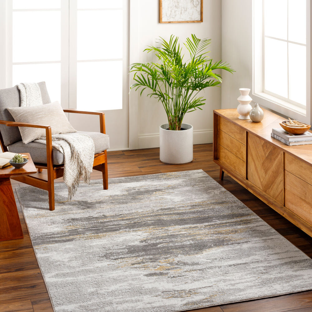 San Francisco Ivory/Tan Machine Woven Rug - roomscene