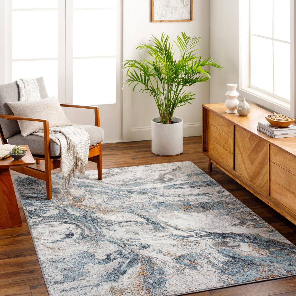 San Francisco Black/Rust Machine Woven Rug SFO-2314 - roomscene