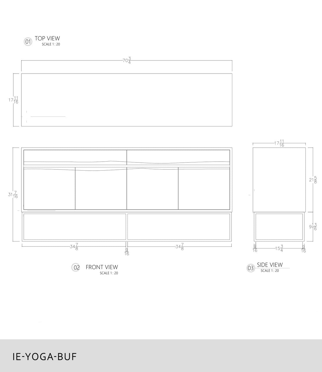 IE Series - Yoga Buffet - Suar - Black Base