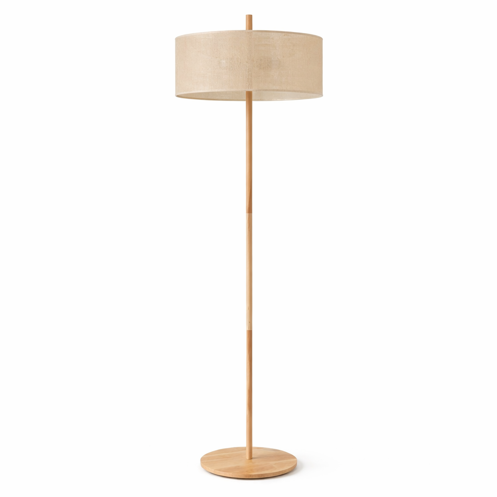 Lirian Floor Lamp | Oak Wood Finish and Natural Linen Shade