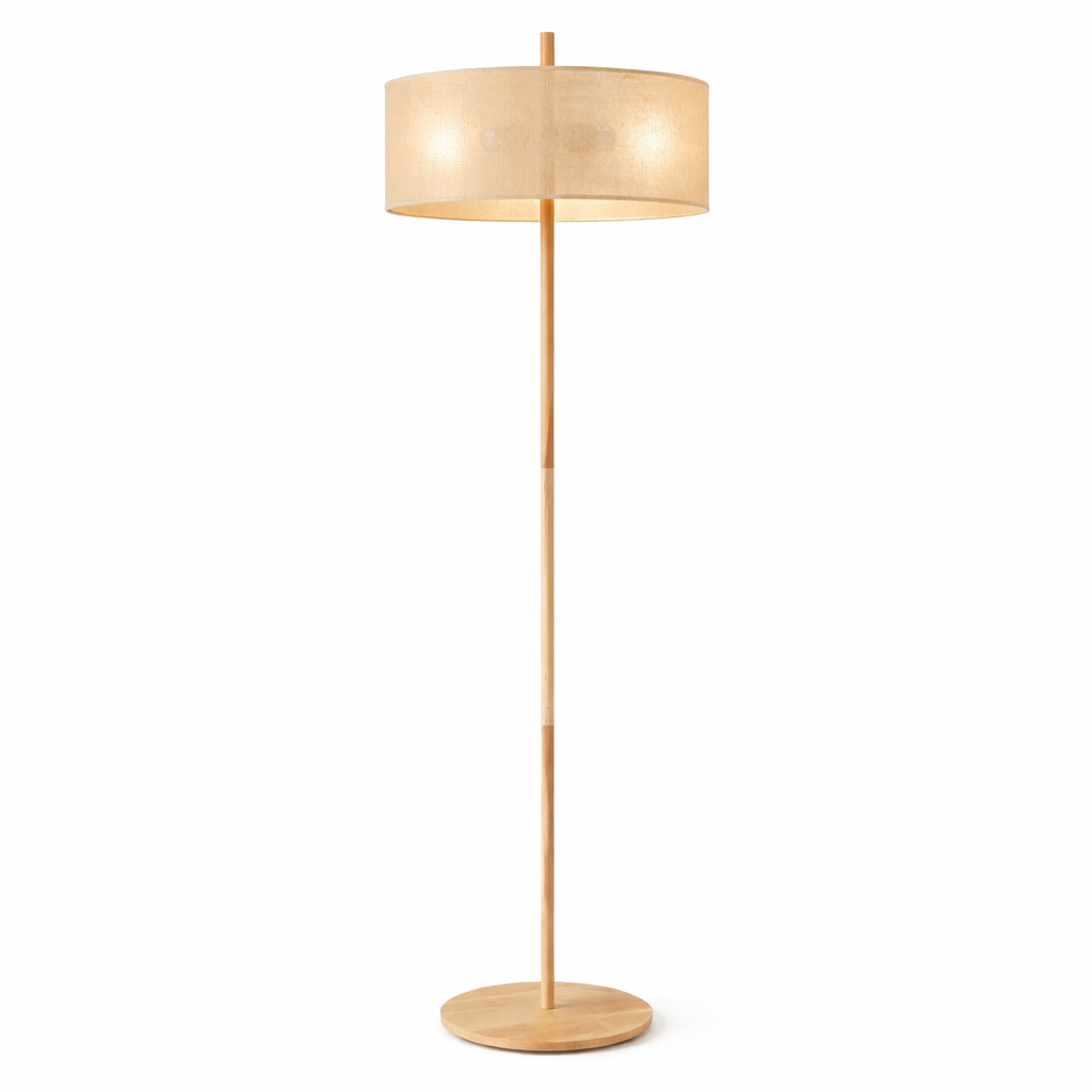 Lirian Floor Lamp | Oak Wood Finish and Natural Linen Shade