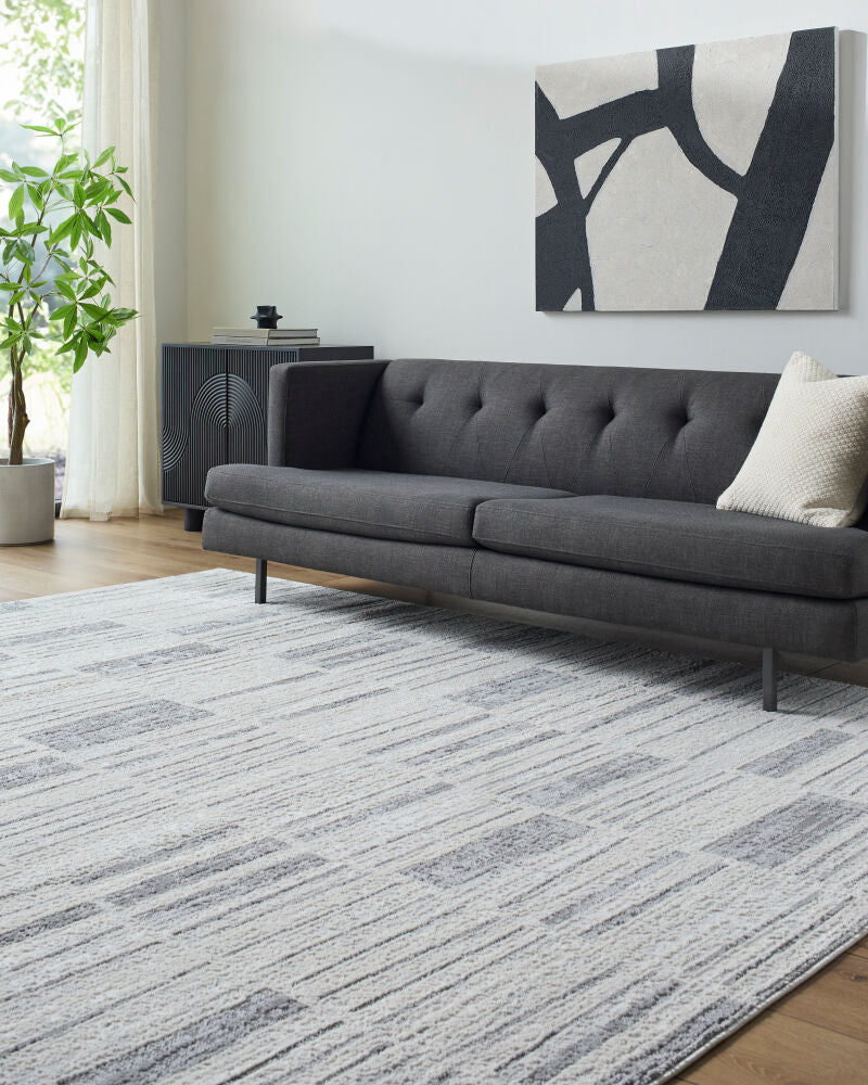 Siyah Gray/White Machine Woven Rug SIY-2311 - roomscene